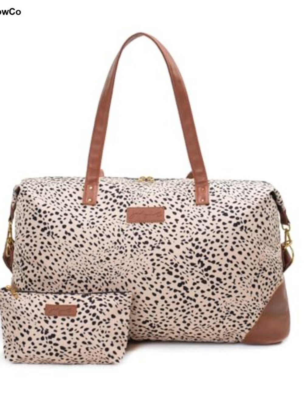 Large Travel Duffel Weekender Bag 37L Carry-On Vegan Leather Accents